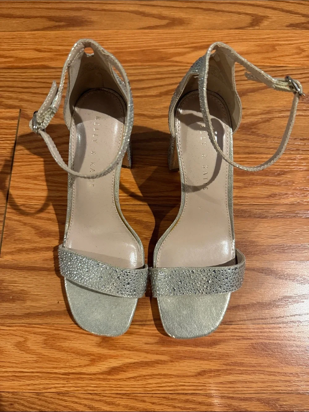 Kelly & Katie Formal Rhinestone Gold 3 Inch Block Heels